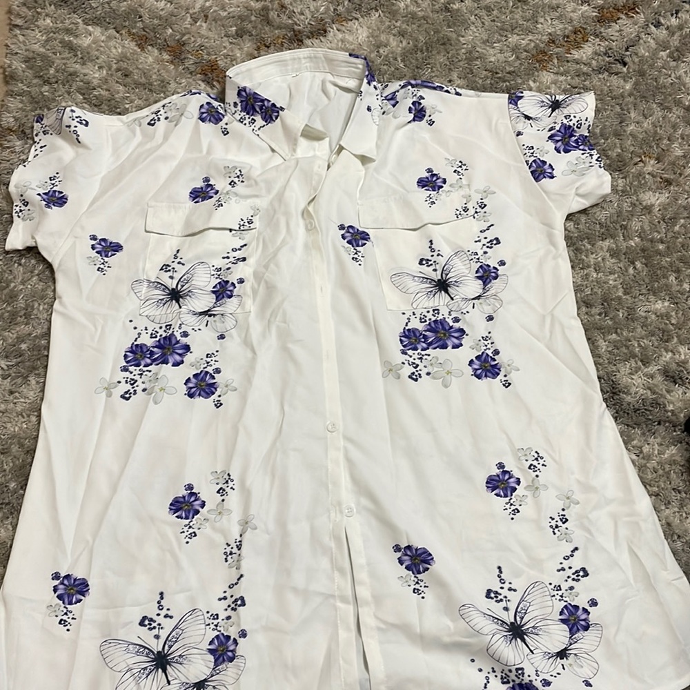 White shirt with butterfly print